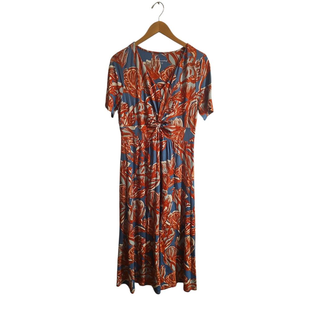 Soft Surroundings floral Spritzer Maxi Dress sz large petite blue orange - Picture 2 of 7